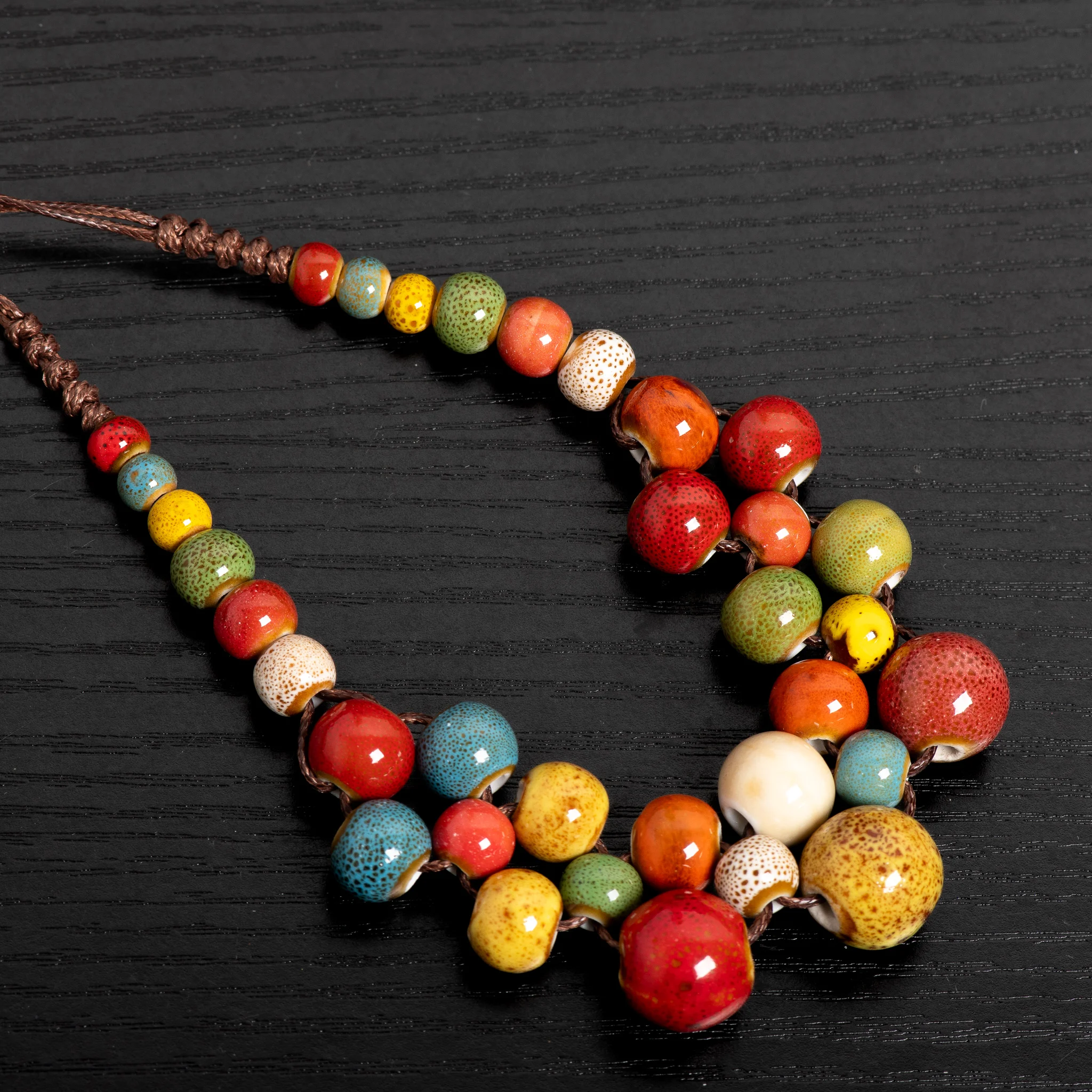 Colorful Handmade Ceramic Necklace Multilayer Adjustable Boho Vintage Jewelry Unique Statement Accessory for Women 198 image 2