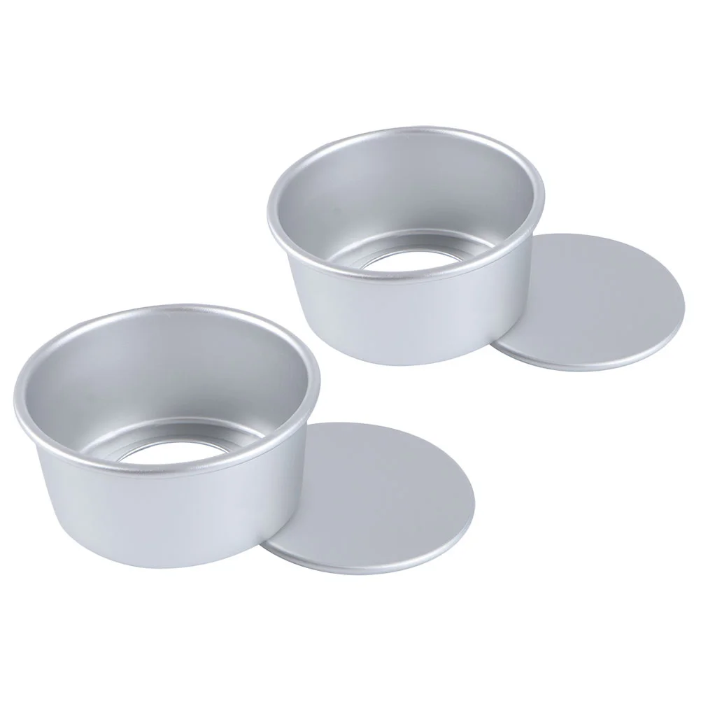 Dessert Pans 4-inch Anodized Living Bottom Mold Chiffon Round Baking Cake 8pcs Oven Tray False Pudding Cups Silver Dishes for