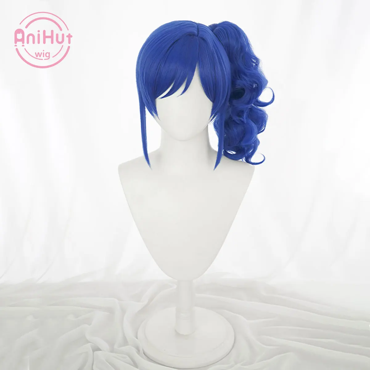 【AniHut】Kiriya Aoi Blue Cosplay Wig Tail Aikatsu on Parade! Straight Heat Resistant Synthetic Hair Aikatsu Kiriya Aoi Cosplay