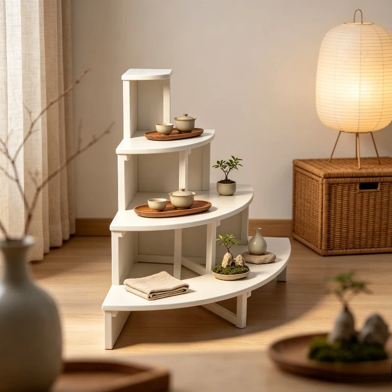 Wooden Corner Plant Stand Shelf Rack Organizer Floor Multi-Tier for Living Room Balcony Potted Display Storage Sturdy Durable