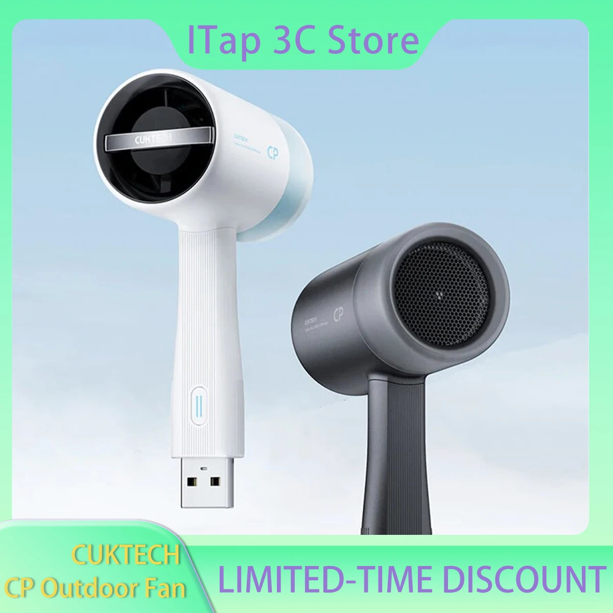 

CUKTECH CP Outdoor Fan Strong Wind 3-speed Turbocharged Ice-sensing Hurricane USB-A Portable Handheld Fan Work with Power Bank