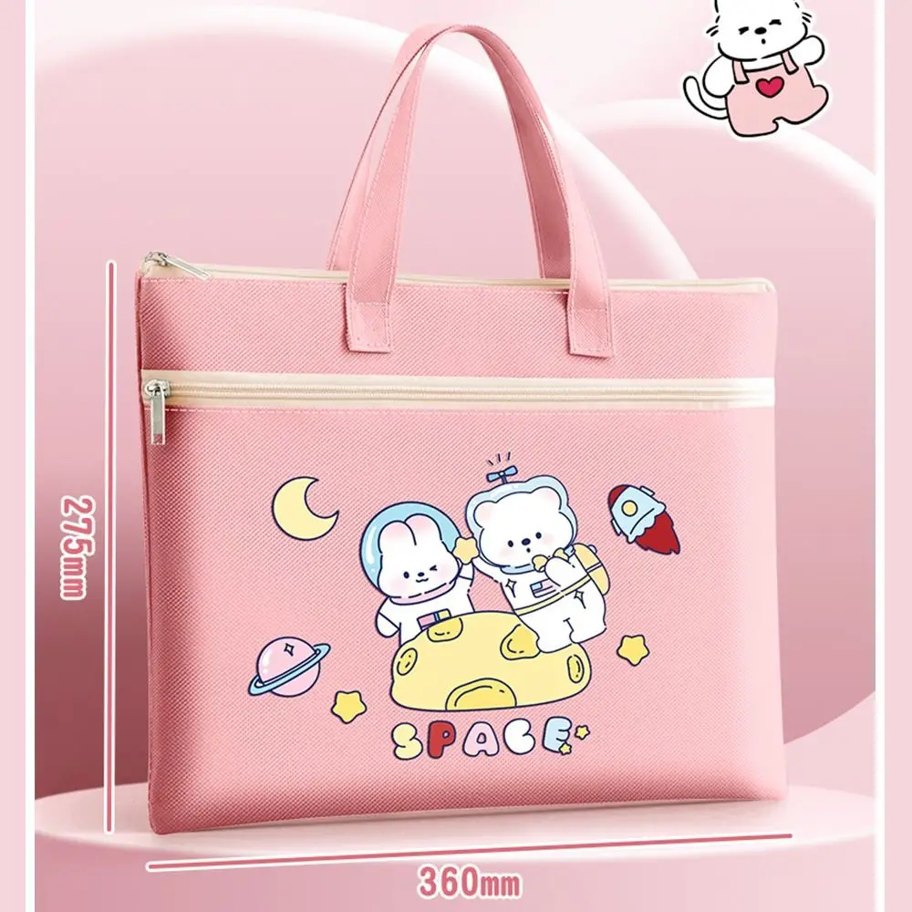 Picture 6: Cute Double Layer Tote School Bag Cartoon Canvas A4 File Bag Large-capacity Tutoring Bag Students