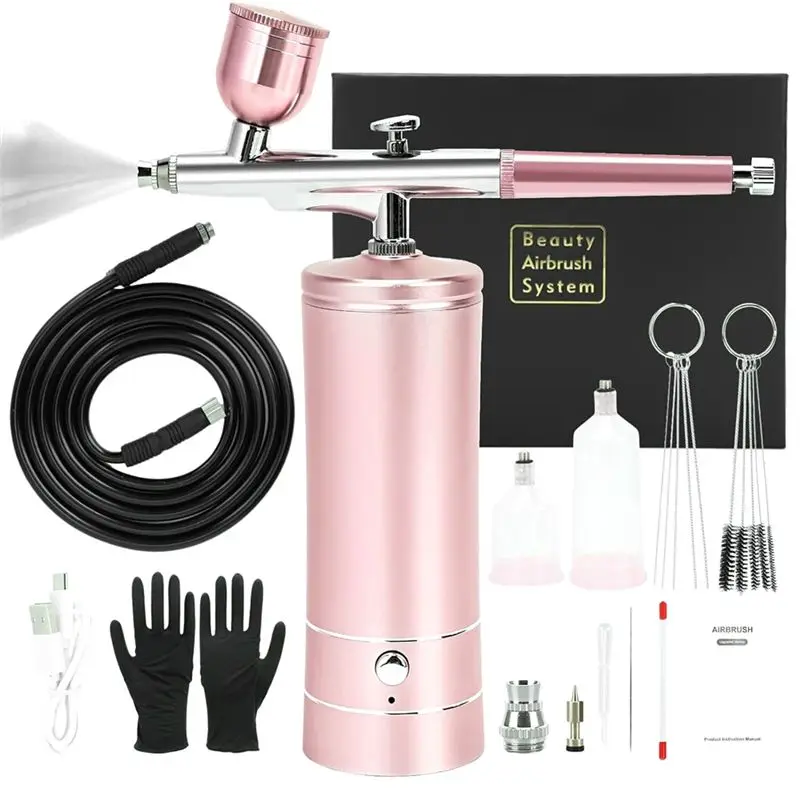 Cordless Rechargeable Airbrush Set Built‑in Air Compressor Hand‑held Airbrush For Makeup