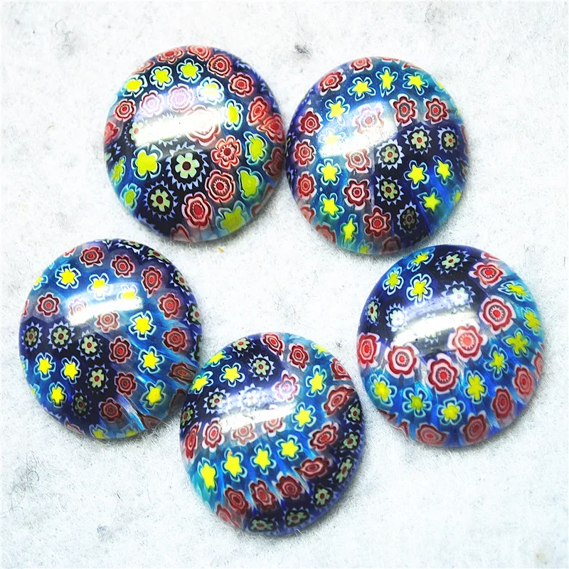 5PCS New Millefiori Glass Cabochons 25MM Heart Shape DIY Crystal Items Loose Beads Cabs TOP SELLS