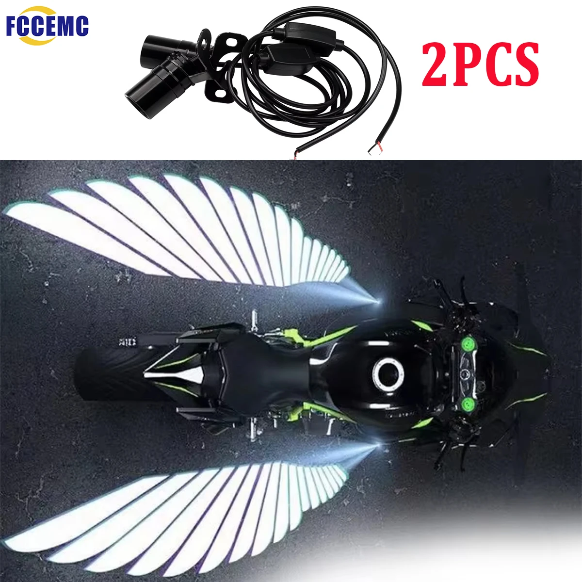 

2pcs LED Motorcycle Angel Wings Welcome Laser Light Underbody Projection Lights Modified Decorative Ambient Anti-collision Lamp