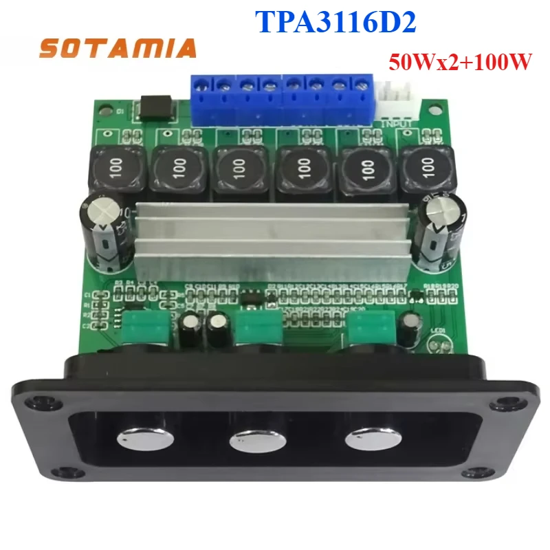 

SOTAMIA TPA3116D2 Power Amplifier Audio Board 2x50W+100W 2.1 Subwoofer Amplifiers Hifi Stereo Audio Mini Amp Sound Amplificador
