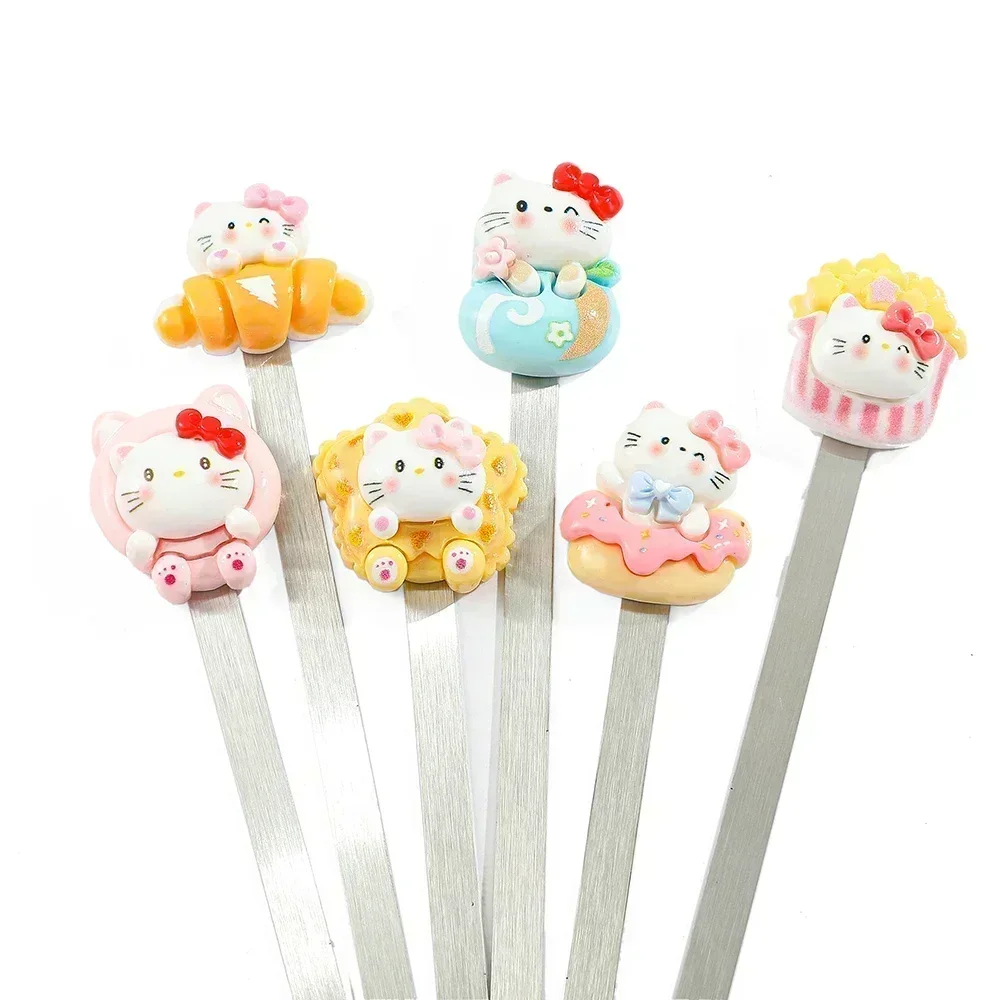 Cartoon Cake Hello Kitty Bookmark Stainless Steel Kawaii Biscuits KT Cat Book Page Mark for Kids Boys Girls Learning Stationery