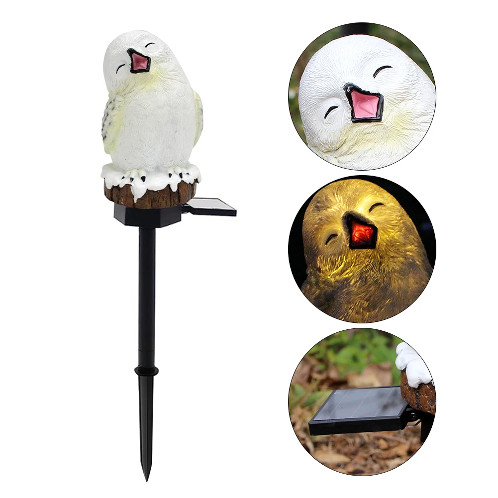 Luces de animales de búho nevado con estaca, luz Solar de jardín, decoración de hadas de búho para patio trasero, decoración del hogar para valla de flores, decoración de césped