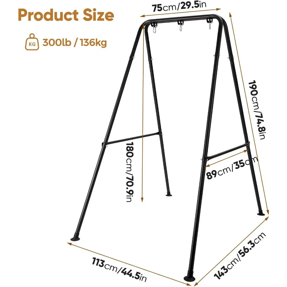 Dobrável Heavy Duty Hammock Frame, suporte de cadeira portátil, suporte de cadeira, 300 lbs Capacidade, para interior ou exterior