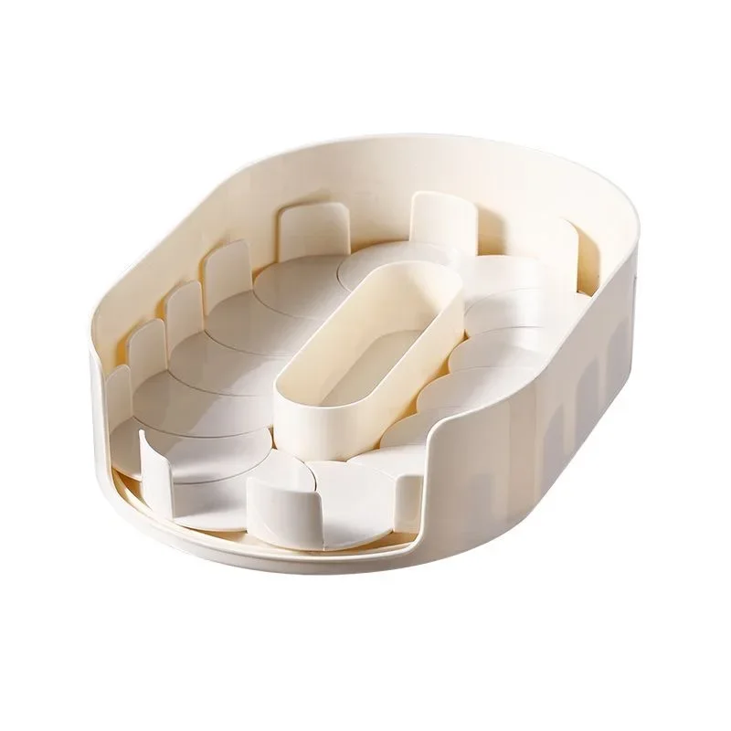 Rotating Refrigerator Beverage Storage Tray Kitchen Storage Rack Turntable Seasoning Bottle Organizer