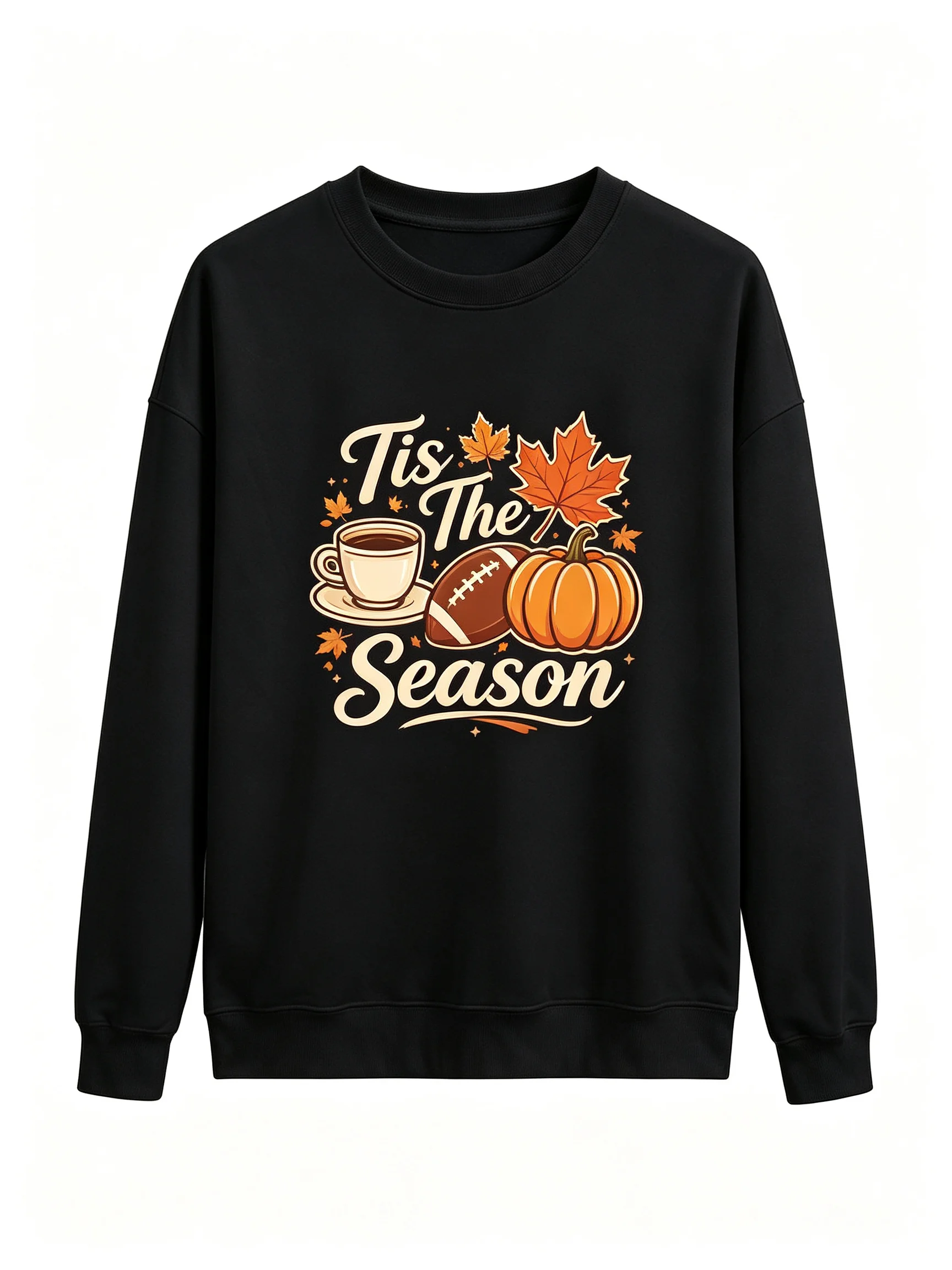 Women Long Sleeve T Shirt Tis The Season Fall Football Pumpkin Coffee Maple Leaf Graphic Tees Casual Autumn Thanksgiving Tops