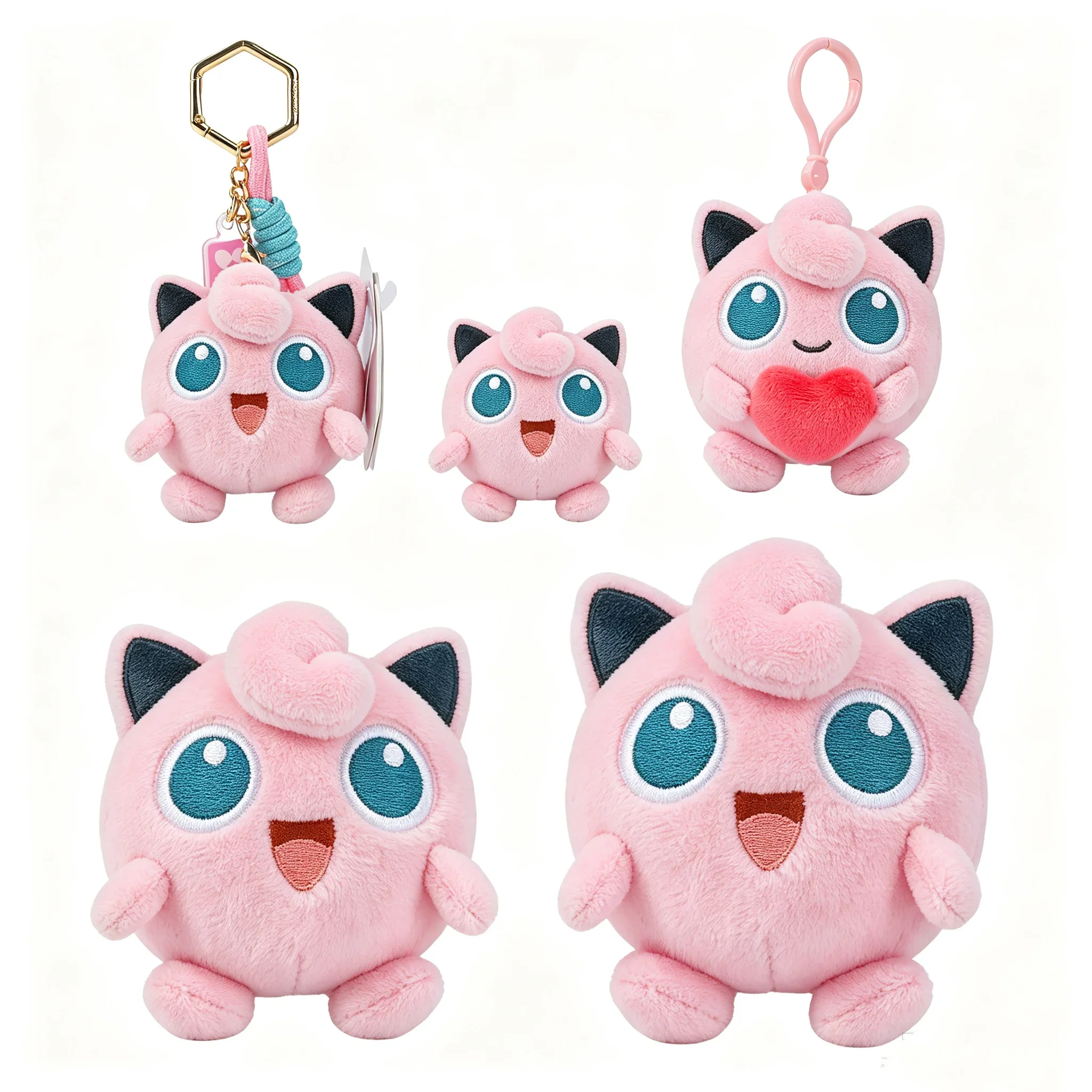 Jigglypuff Anime Character Toys Stuffed Animal Plush Soft Doll Kids Fans Collectible Cute Cartoon Plushie Keychain 12-20CM