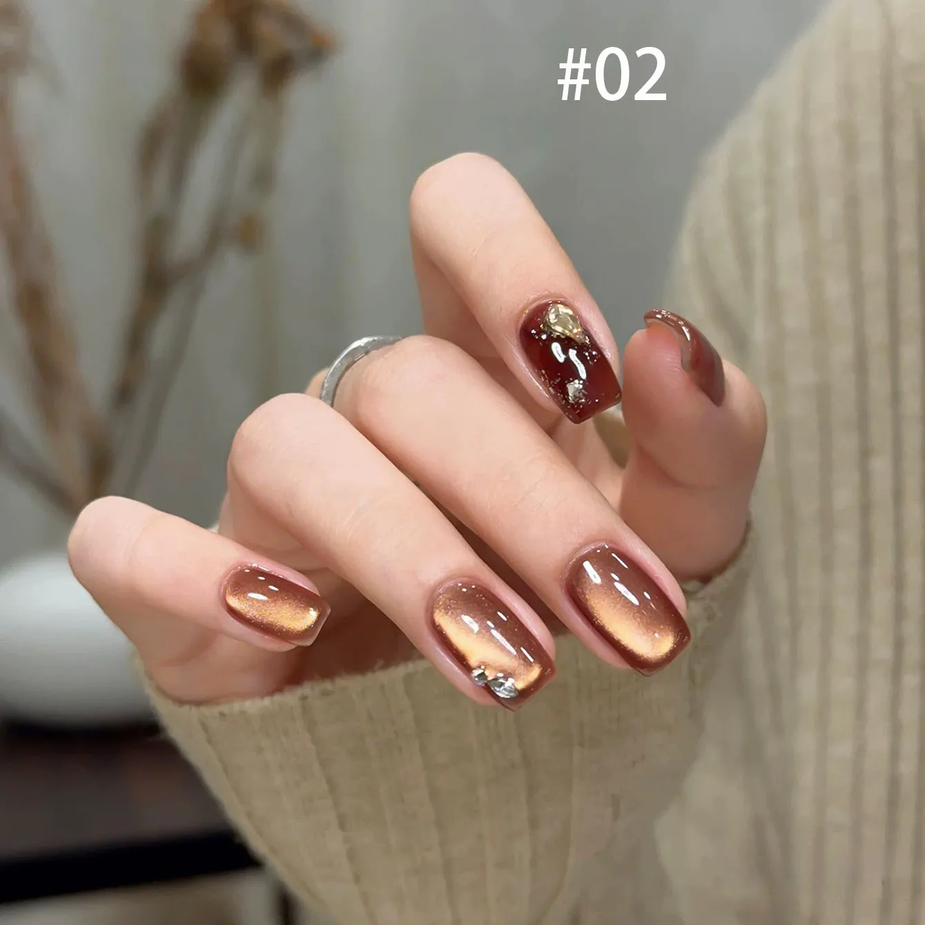 MIANEL 10ML 1-6 pz Autunno Unghie Carine Wangqiuyue Marrone Golden Cat Eye Smalto per unghie 2025 Nuovo Caramello Maillard Perle di Vetro Unghie