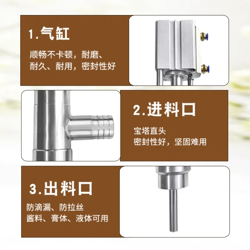 Pneumatic Anti‑Drip Filling Valve, 304 SS Body, Viscous‑Material Adaptable, Air‑Actuated Control, Hygienic Polished Surface
