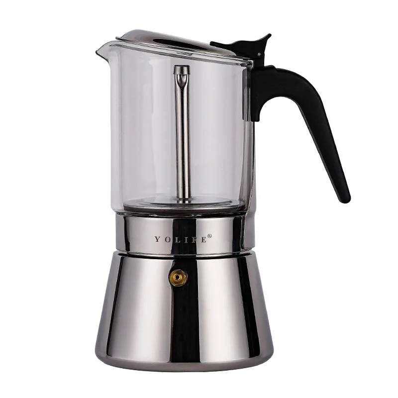 Glass Stainless Steel Coffee Moka Pot Household Convenient Italian Hand Brewed Coffee pot Filter Pot  Espresso Maker