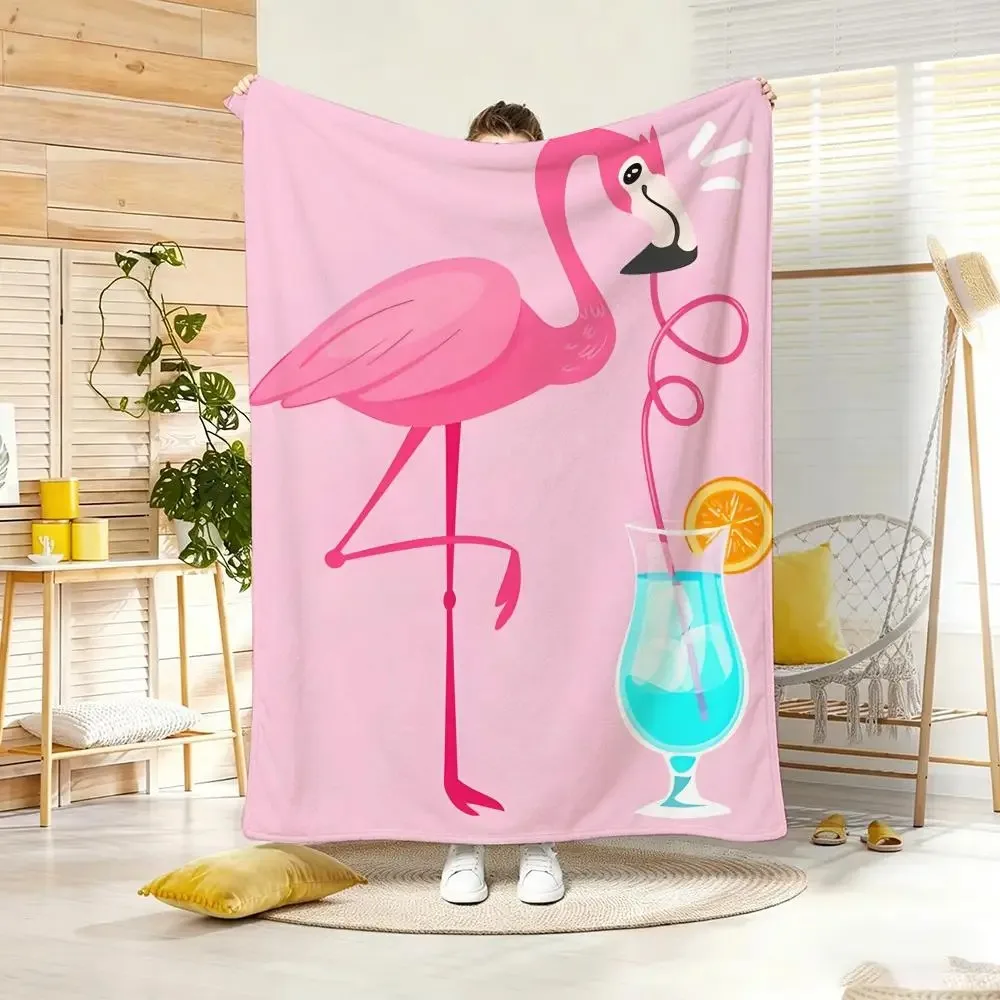 Cute stuff Flamingo Throw Lightweight  Flannel Blanket Soft Skin-friendly for Summer Cooling