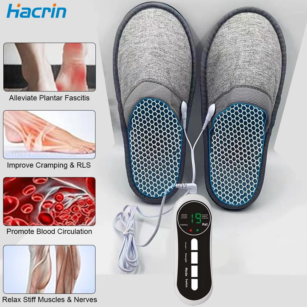 

Foot Massager Shoes for Neuropathy Pain Massage EMS Pulse Vibration Relax Feet Adjustable Gear with LCD Display Remote Control