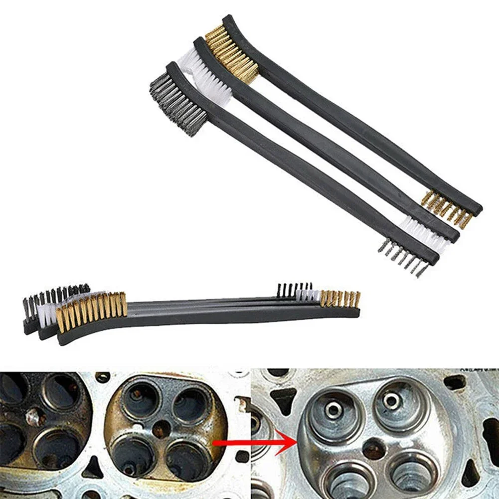 5pcs/set Mini Metal Remove Rust Brushes Brass Cleaning Brushes Polishing Metal Brushes Cleaning Steel Wire/Copper Wire/Nylon