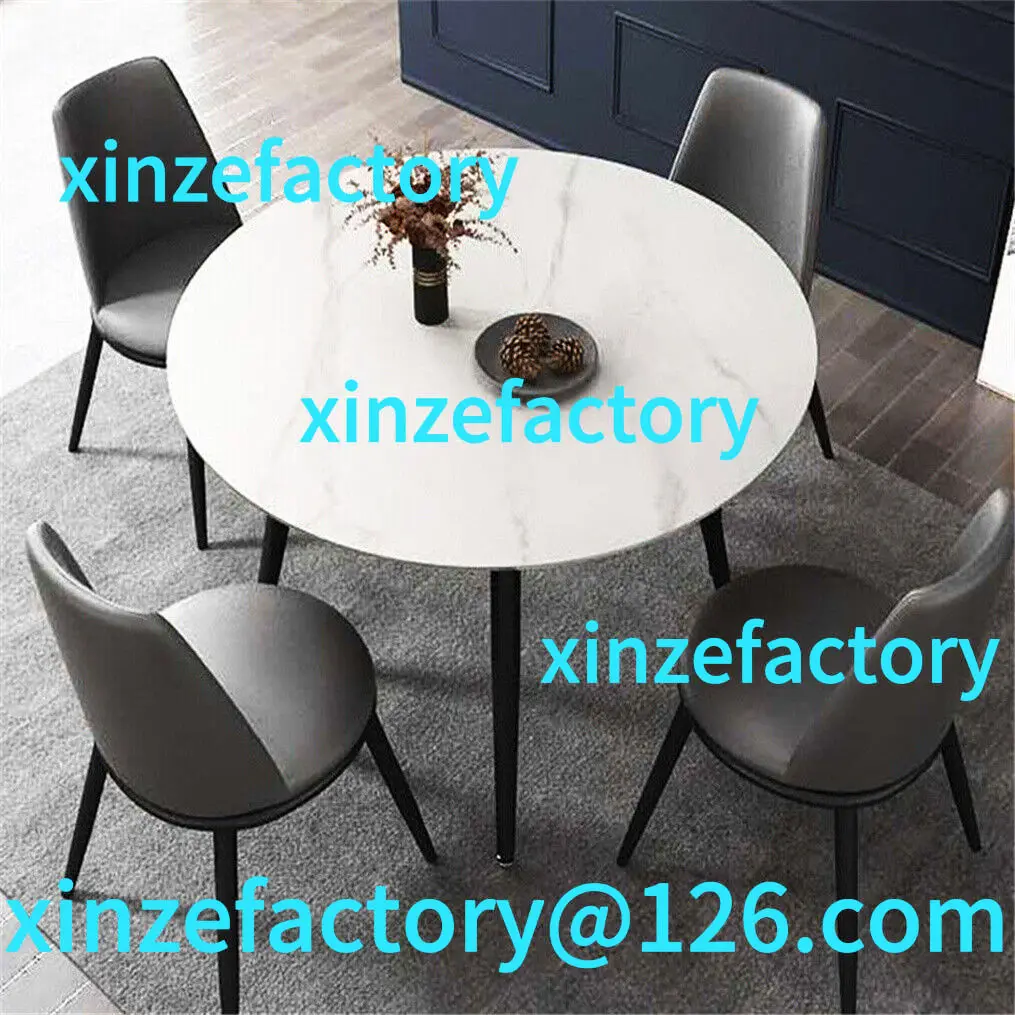 

Customizable Modern Round Kitchen Dining Table Marble Top 80cm Diameter Linving Room Restaurant Island for 4 Seat