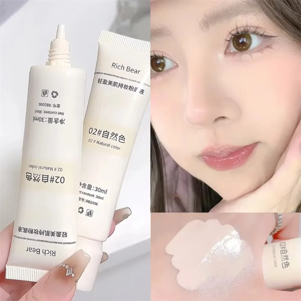Ivory White Moisturizing Liquid Foundatio Waterproof Natural Color BB Cream Long-lasting Lightweight NonSticky Makeup
