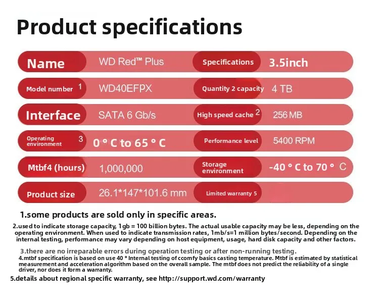 Novo disco rígido NAS genuíno Red Plus Western Digital Red Disk Plus
