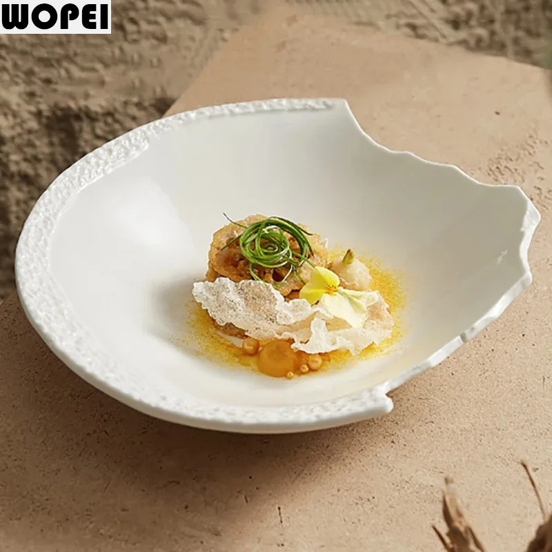 Rock Patterned Ceramic Bowl Salad Bowl Dessert Bowl Sashimi Salmon Bowls Pasta Bowls Serving Bowls Molecular Cuisine Tableware