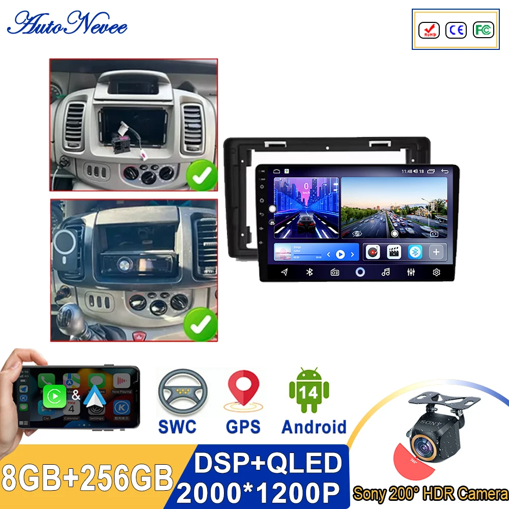 

Android14 For Renault Trafic 2 For Opel Vivaro A For Nissan primastar 06-14 Car Radio Stereo Multimedia Player Video No 2din DVD