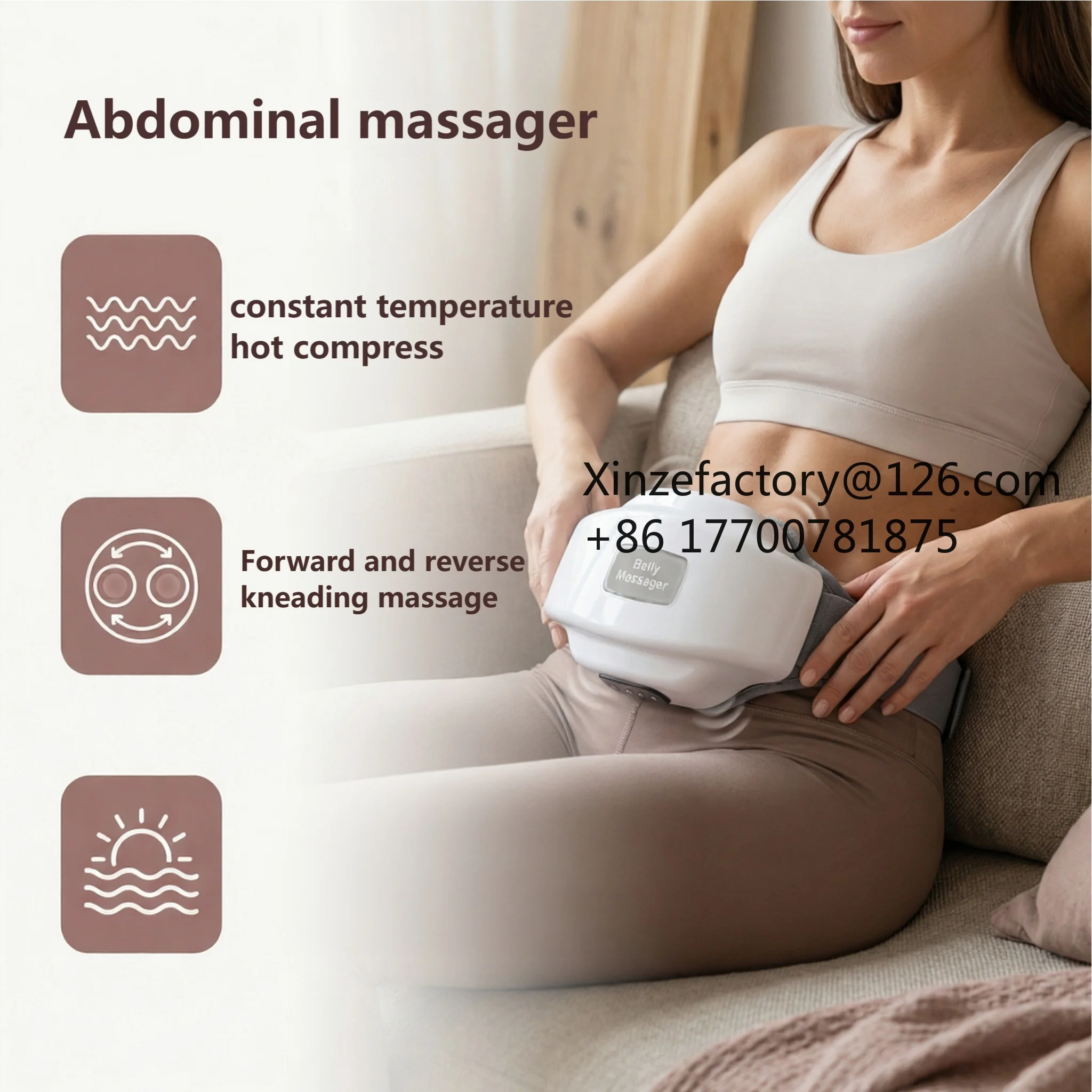 

Напрямую с завода: Топовый согревающий пояс для живота 2026 года, электрический массажер для комфорта живота, портативная тепловая терапия для женщин