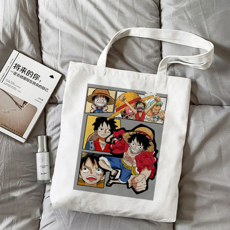 

One Piece Monkey D Luffy Cartoon Handbag Canvas Shoulder Bag Eco Friendly Large Capacity Leisure Portable Shopping Bag Tote Bag