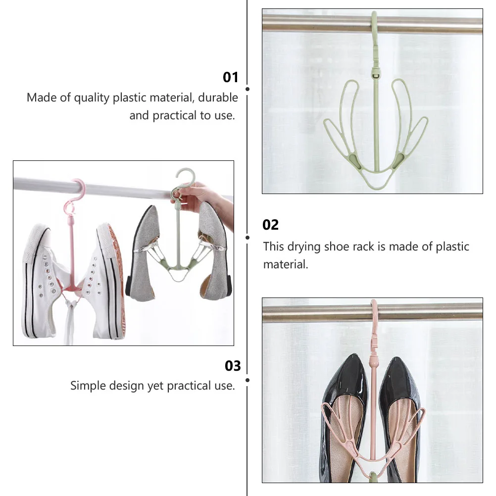

3pcs Shoes Drying Rack Windproof Plastic Hanger Space Saving Bedroom Wardrobe Shoe ganizer Slipper Holder Clothesline