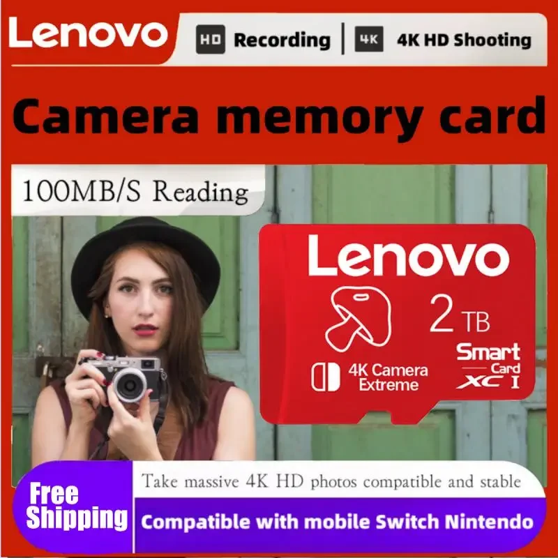 Lenovo SD Memory Card 2TB 1TB 512GB 256GB 128GB Micro Tarjeta SD Clase 10 Ultra Rapida Waterproof SD Card For Nintendo Switch