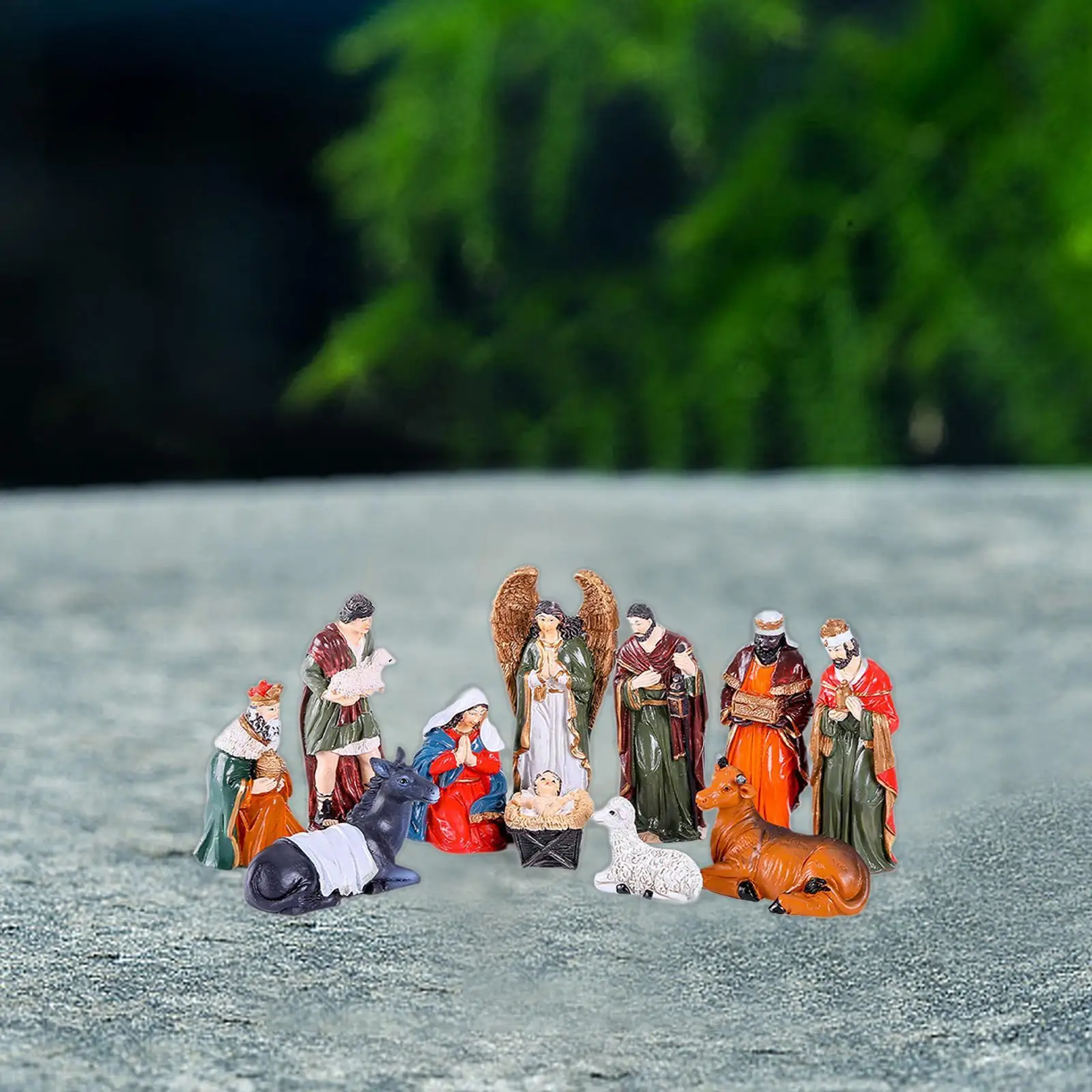 Christmas Nativity Scene Figurines Set Practical Holiday Season Decor Birth of Jesus Ornaments for Fireplace Living Room Bedroom