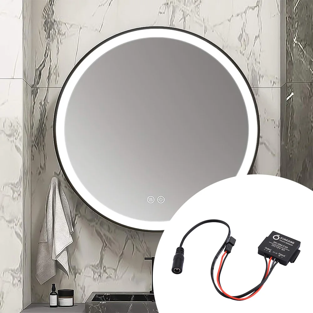 DC12V dokunmatik algılama değiştirme sensörü banyo aynası anahtarı LED ışık ayna far çift renk sıcaklığı kademesiz karartma 3A