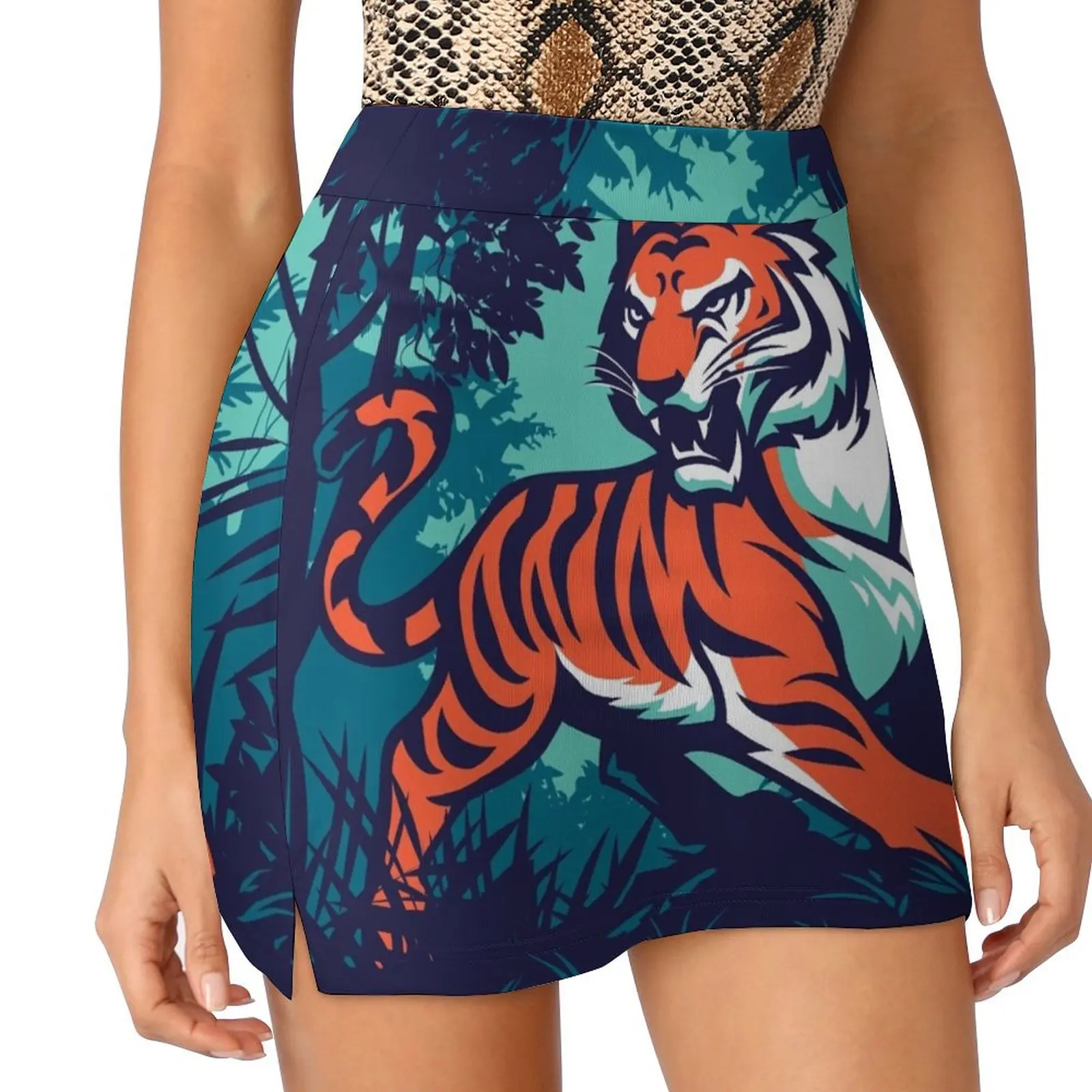 Tiger Jungle (navy) Mini Skirt 90s vintage clothes girls skirt skirts for woman