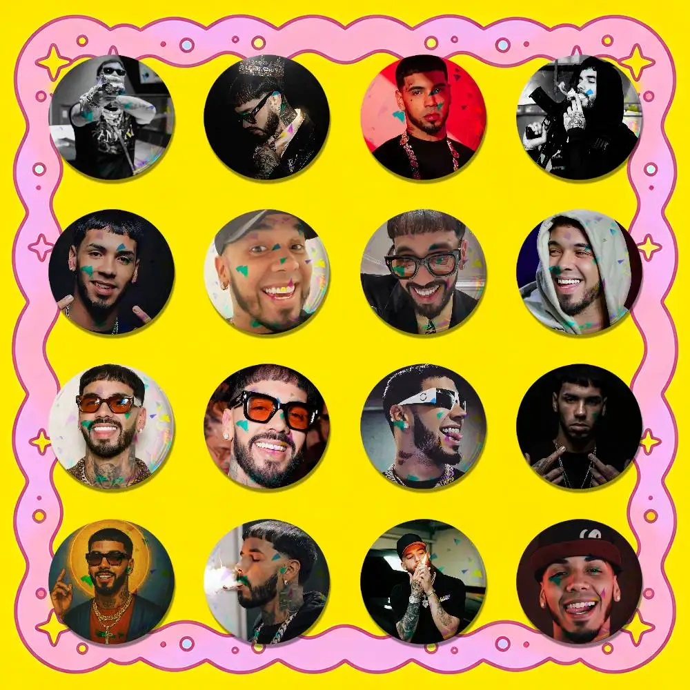 For Anuel AA Badge Cover Custom Pin Insignia Emblem Round 32mm Button Hats Laser Film