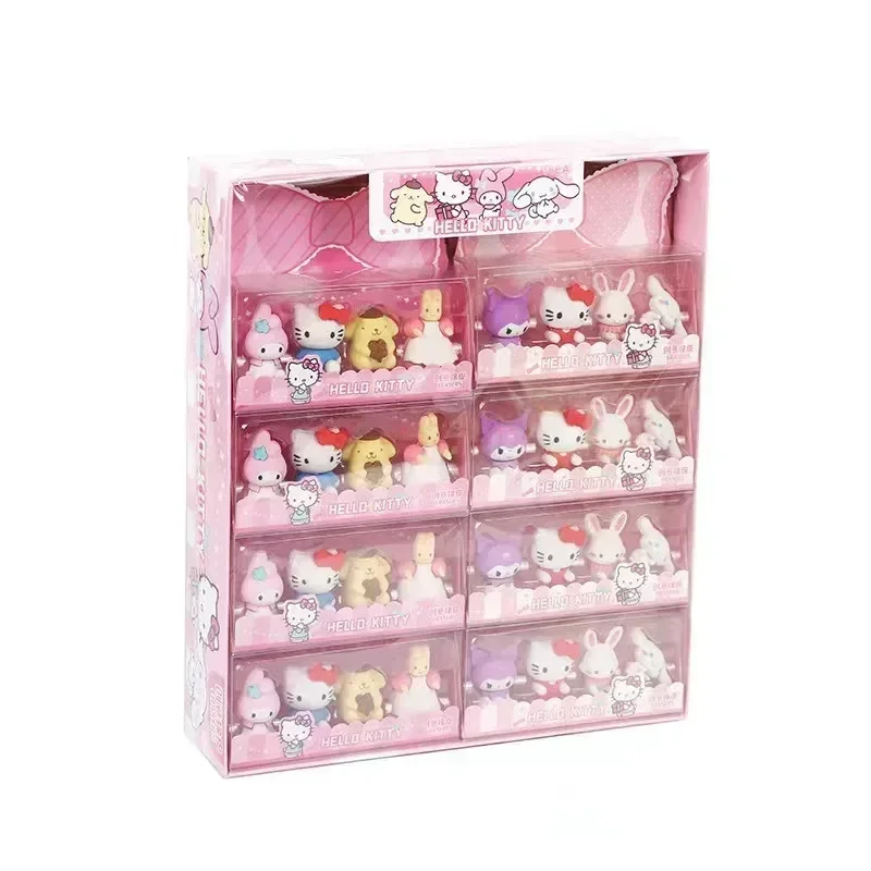 Imagem -06 - Sanrio 12 Unidades Juego de Juguetes Borrador Kawaii para Niñas Estudiantes Oficina Kuromi Cinnamoroll my Melody Hello Kitty Figuras Muñecas para Niños Regalo