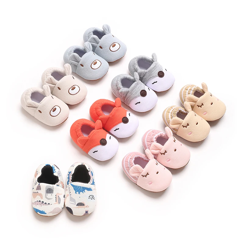 Mocassins en coton doux pour bébé garçon et fille, chaussures chaudes pour les premiers pas des nouveau-nés