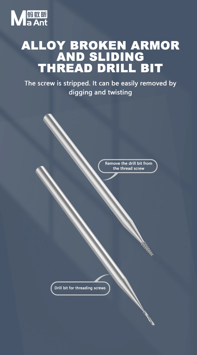 MaAnt 2.35mm Alloy Screw Extractor Sliding Drill Bit Set Chuck for Mobile Phone PCB Motherboard Screw Removal Repair Tools