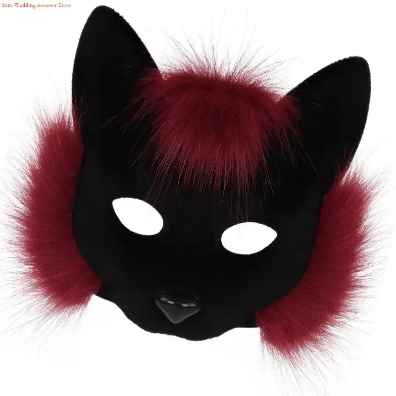 G92D Practical Half Face Foxes Cosplay Accessory Comfortable Wear Face Prop For Halloween Cosmetics Carnivals