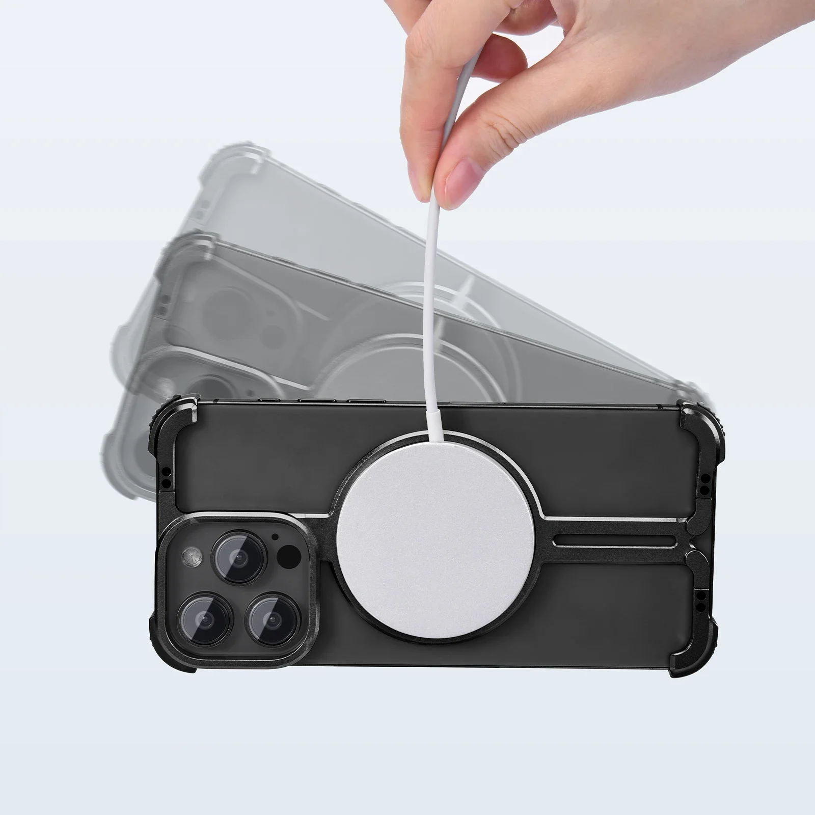 Eary Magsafe Phone Case for iPhone 15 Pro Max Frameless Slim 14 Pro Max Cover Magnetic Bumper AntiSlip Phone Protective Case