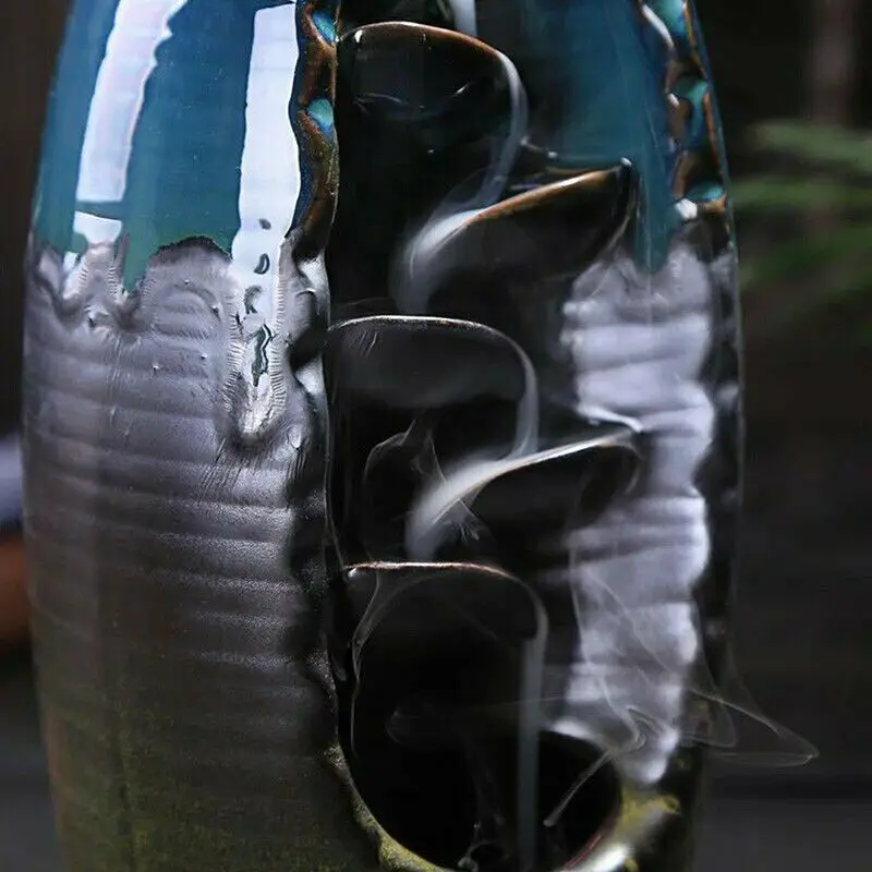 

Backflow Incense Burner Handmade Ceramic Waterfall Incense Holder Meditation Aromatherapy Home Decor Home Decor