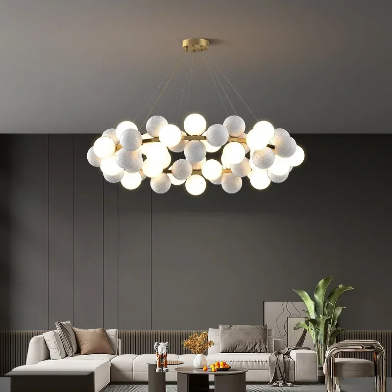 All copper cream wind living room chandelier Italian light luxury creative dining room magic bean