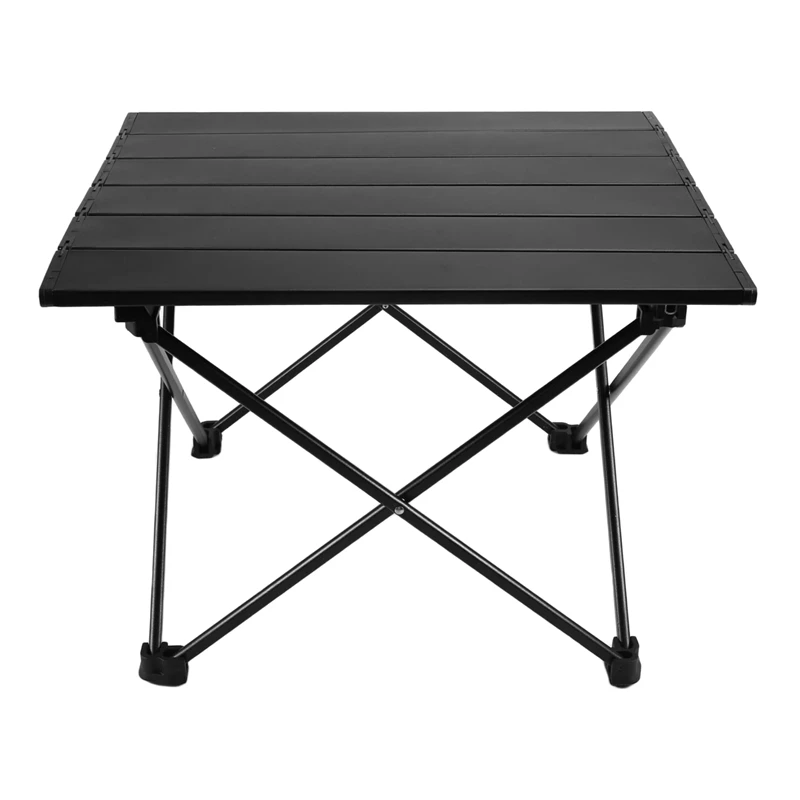 Outdoor Camping Party Picnic BBQ Foldable Desk High Strength Ultralight Aluminium Portable Table Black-ABHG