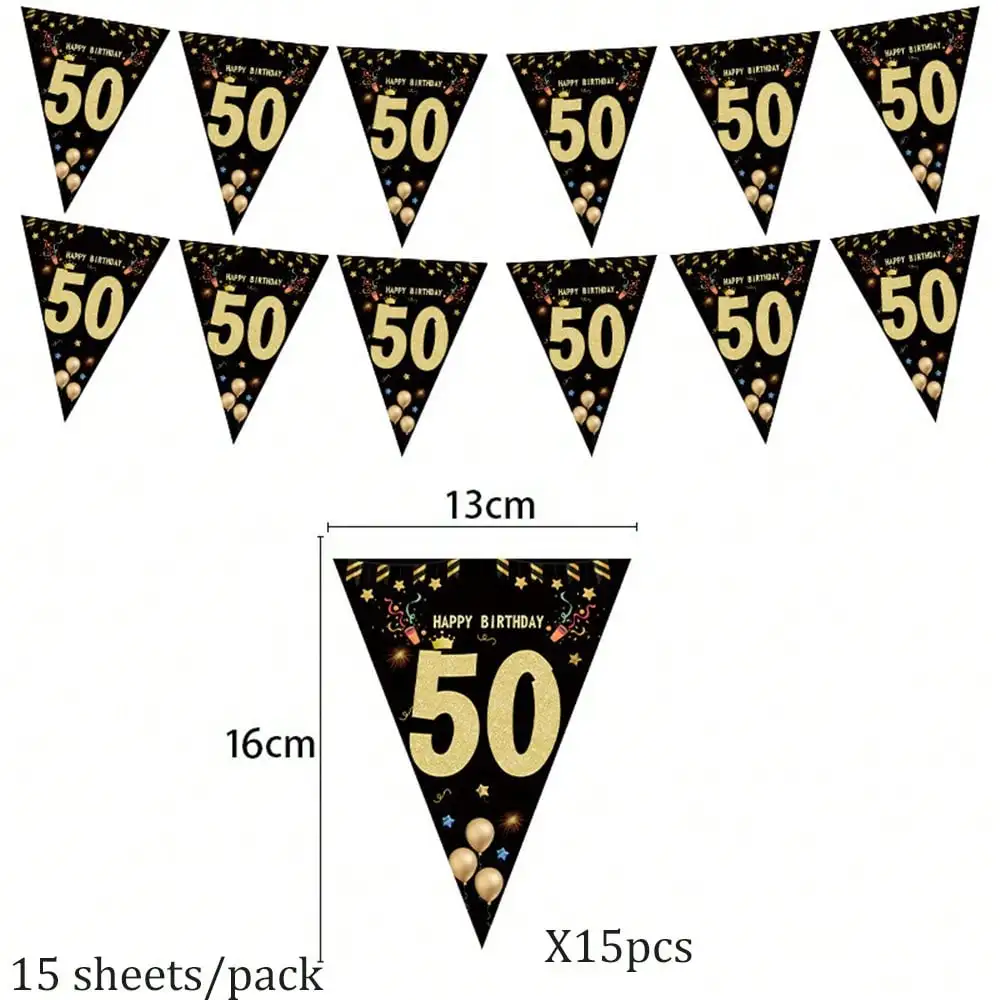 1set Gelukkige Verjaardag Bunting Banner 30/40/50/60/70/80th Party Decoraties Driehoek Vlag Guirlande voor Milestone Verjaardag Celebratio