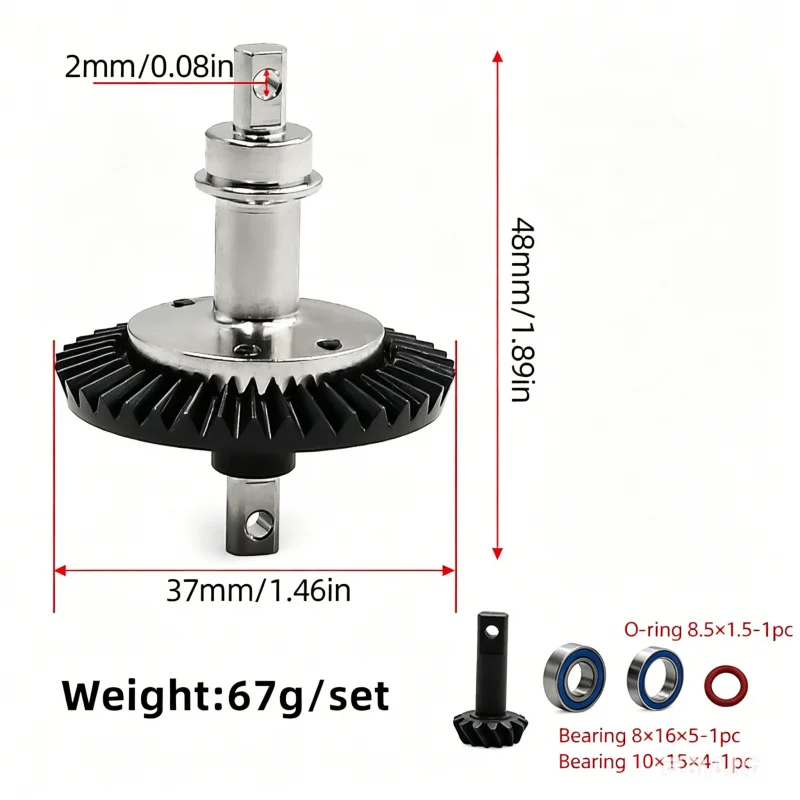 Metal Front Rear Helical Gear Differential Locker Slipper Clutch Gear for 1/10 Traxxas Slash 4WD Rustler Stampede XO-01