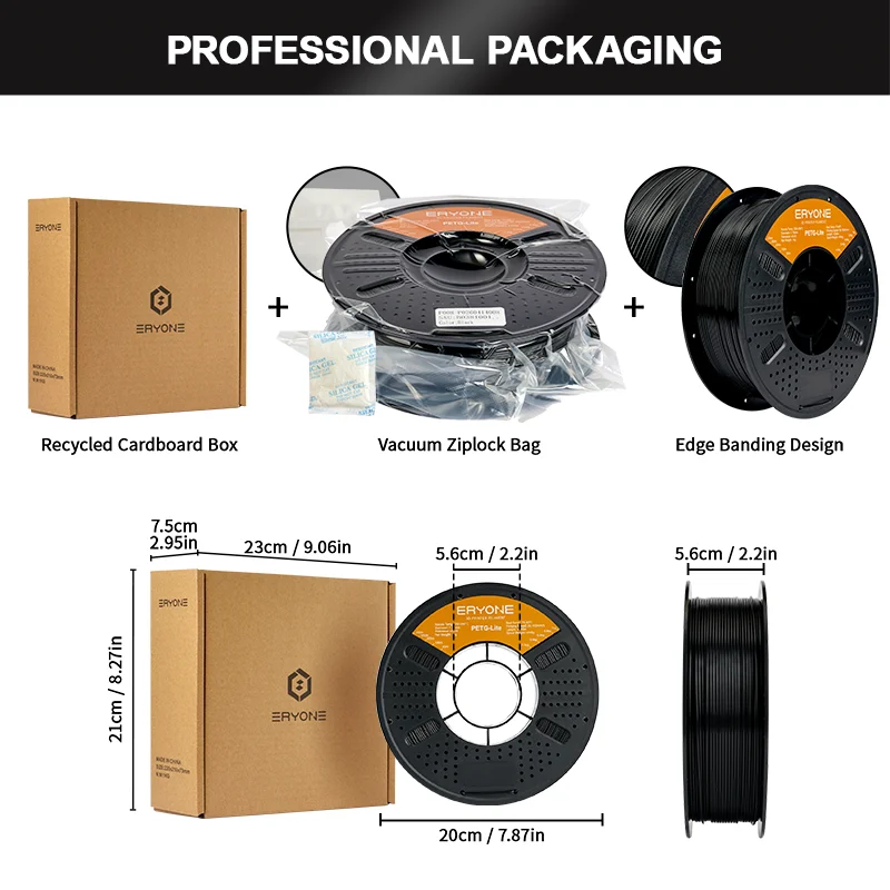 ERYONE 1KG PETG-Lite Filament 1.75mm, Lekki filament PETG do drukarek 3D, Wysoka wytrzymałość, niski poziom odkształcania, szpula 1kg — zdjęcie produktu 6
