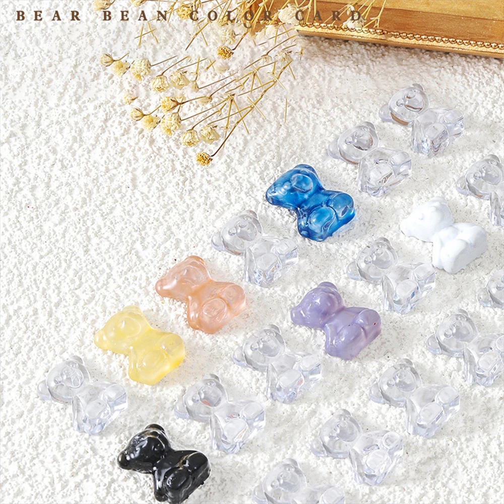 24Pcs Nail Polish Color Card Clear Acrylic Cute Cartoon Bear Shaped Nail Art Color Display Card Nail Polish Nail Art DIY Manicur