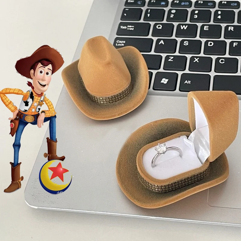 Cartoon Cute 3D Toys Story Woody Hat Rings Jewelry Box Cute Mini Birthday Gift Funny Creative Decoration Ornaments 