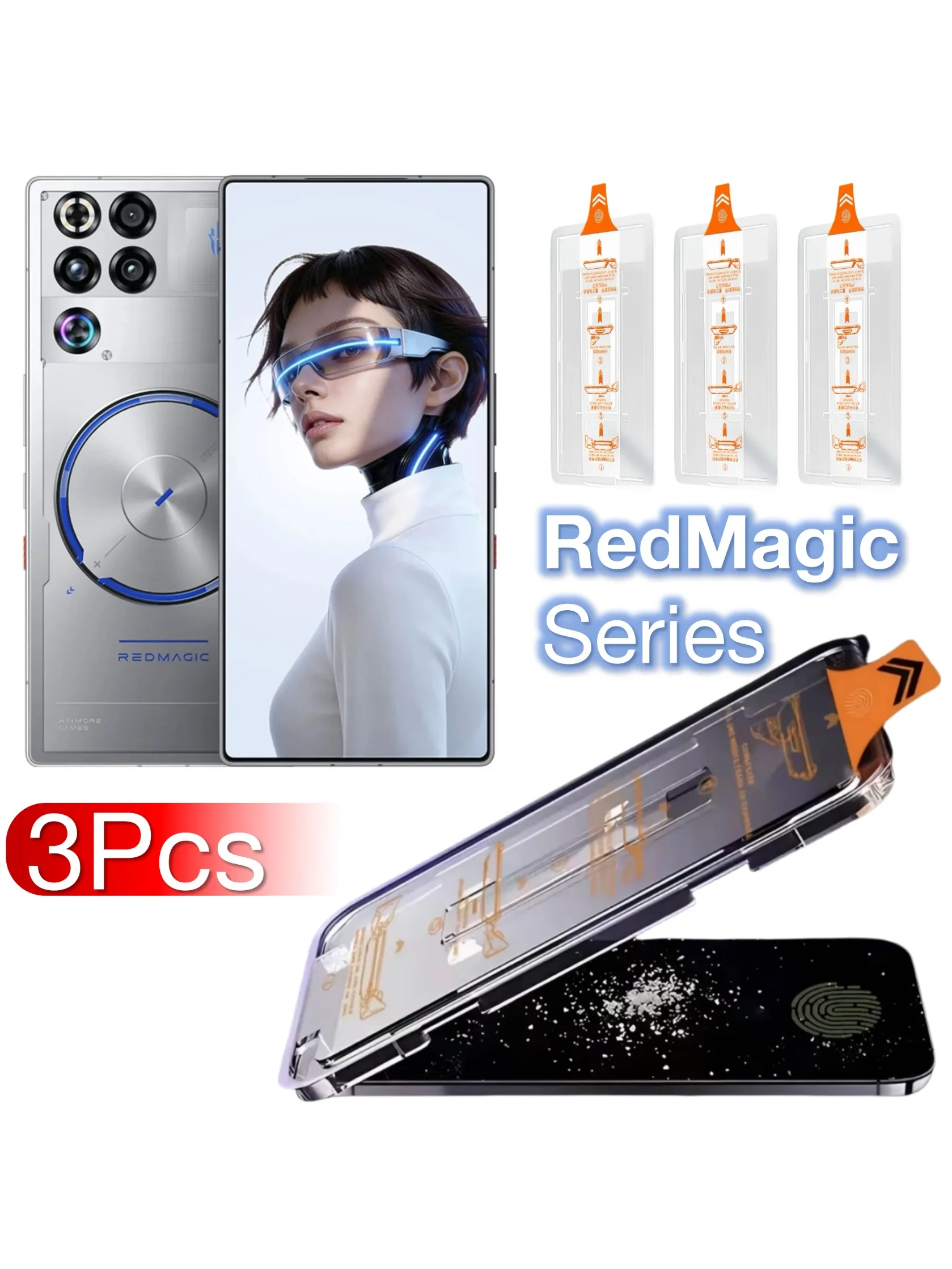3 szt. Szkło Hartowane Ochronne na Ekran do ZTE Nubia RedMagic Red Magic 11S 11 10S 10 9S 9 8 8S Pro Plus + 5G, Ultrasoniczne, Bezpyłowe — zdjęcie produktu 7
