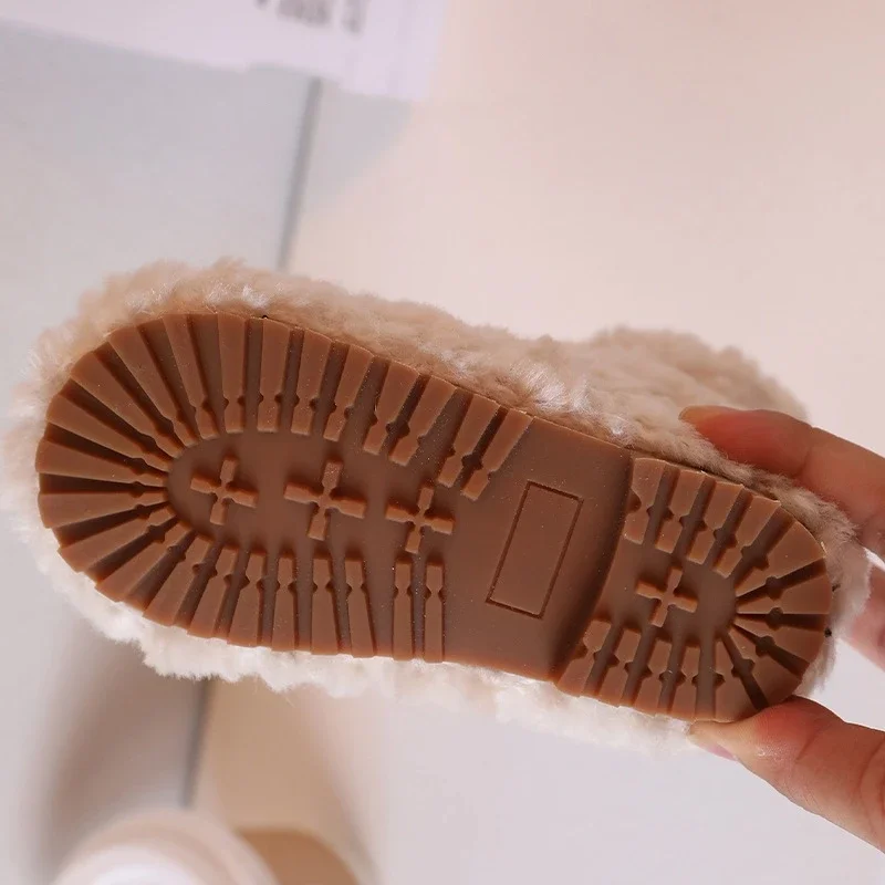 Winter Children\'s Snow Boots Composite Wool Warm Lambswool Plush Baby Girls Boots Exquisite Gift Fashion Kids Casual Shoes